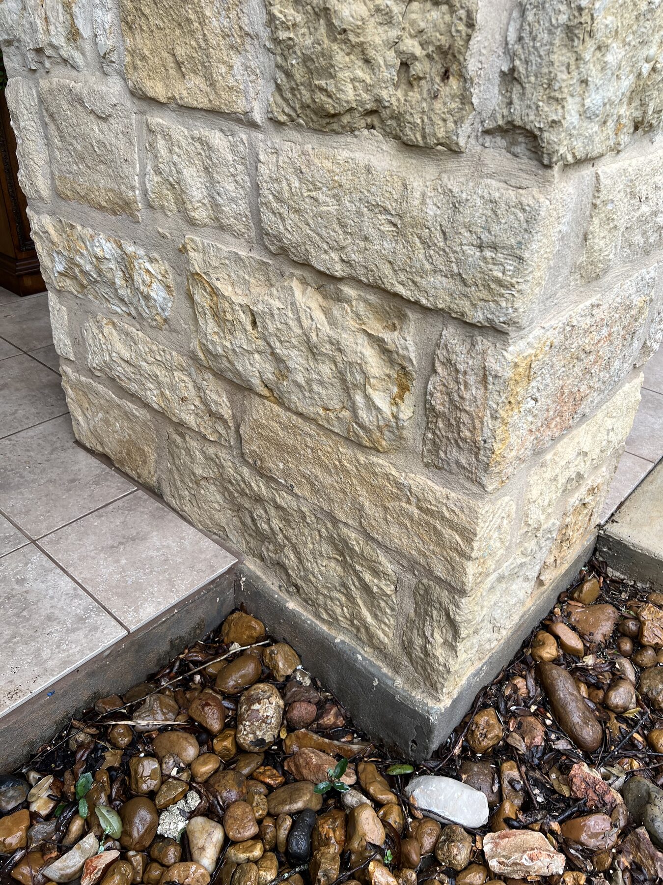 Cleaned residential stone after a soft wash